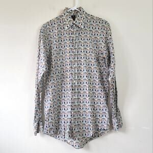 Bergdorf Goodman Men's Tailored Fit Floral Bouquet Print Novelty Shirt Small